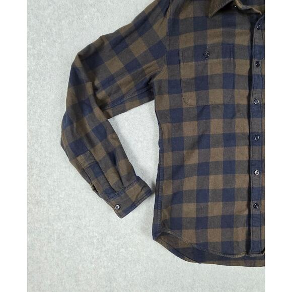 Bonobos Shirt Mens Size Medium Slim Fit Brown Navy Buffalo Plaid Flannel - Picture 4 of 16